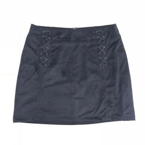 Miss Me Navy Faux Skirt Lace Up Detail, Grommets,
